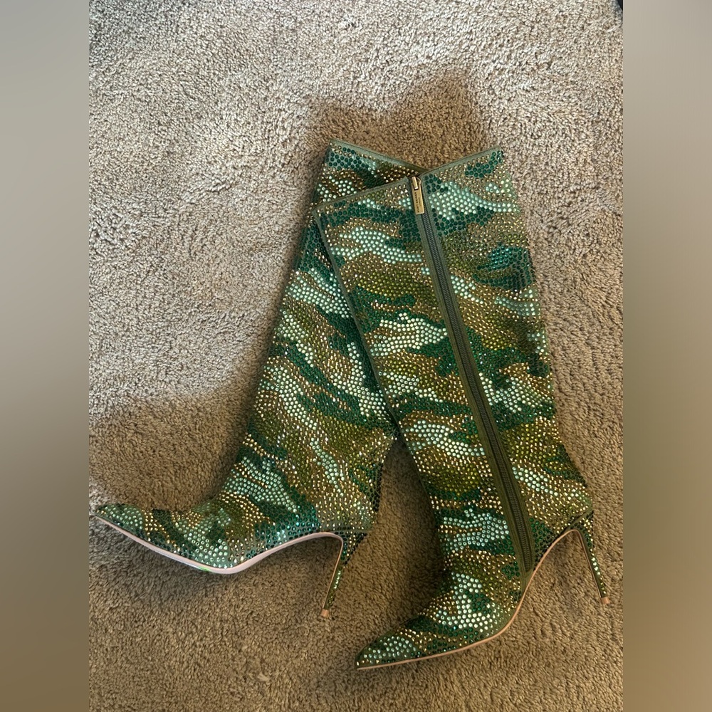 Camo diamanté bedazzled diamond boots heels Kurt Geiger